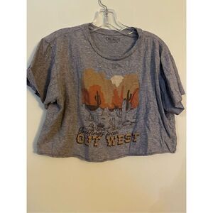 Miken Flow Grey Cropped Out West Graphic T Shirt
